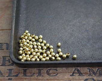 Brass Bead Metal Bead Small Gold Bead 4mm Brass Gold Bead Vintage Bead Gold Spacer Bead (30 beads) DA3