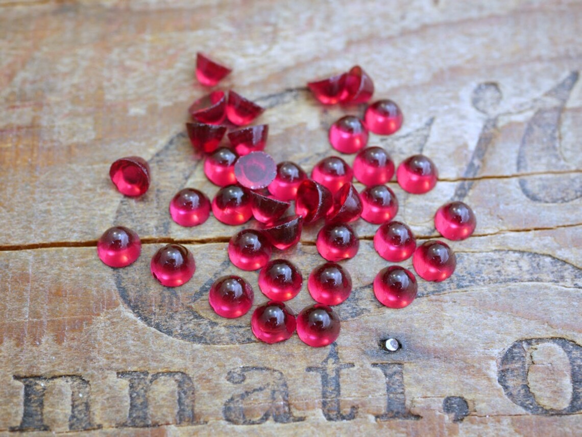 Vintage Rhinestone Luminous Red Small Glass Rhinestone 6mm Round X4mm ...
