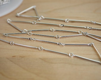 Silver Tone Bar Chain 18mm Link Made in USA Vendu par le Foot Bulk Chain Unsoldered Link