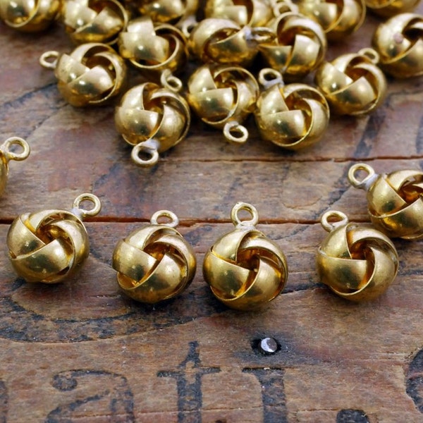 Brass Charm Drop Knot Bead Vintage Brass Knot Charm Bead 9mm Plain Bead (6) F65