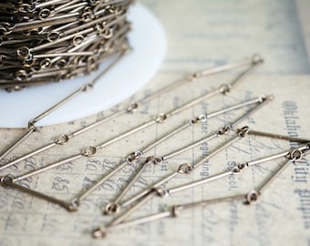 Chain Antiqued Brass Color Bar Chain 18mm Link Made in USA Bulk Chain Sold by the Foot Antiqued Brass Unsoldered Link