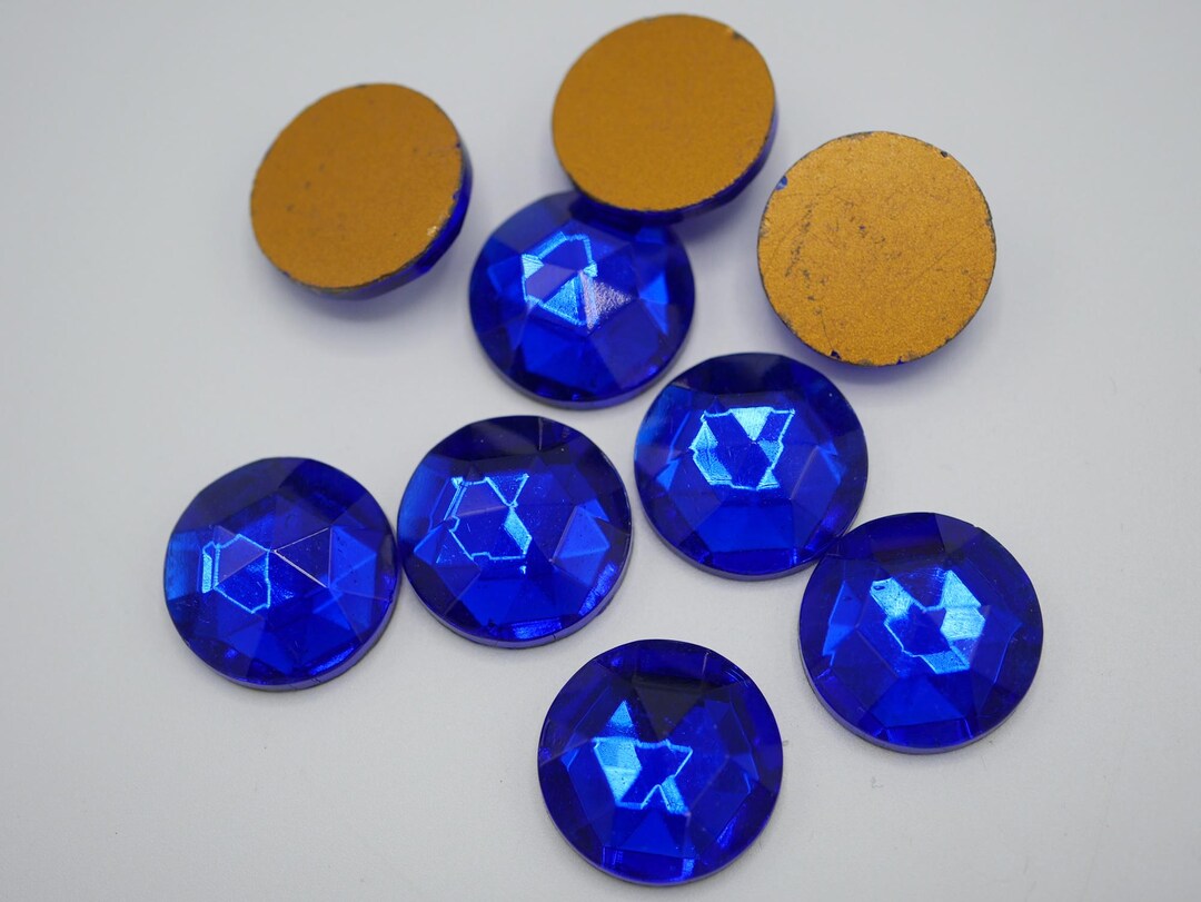 Vintage Cobalt Blue Glass Rhinestone 20mm Foiled Rhinestone Large ...