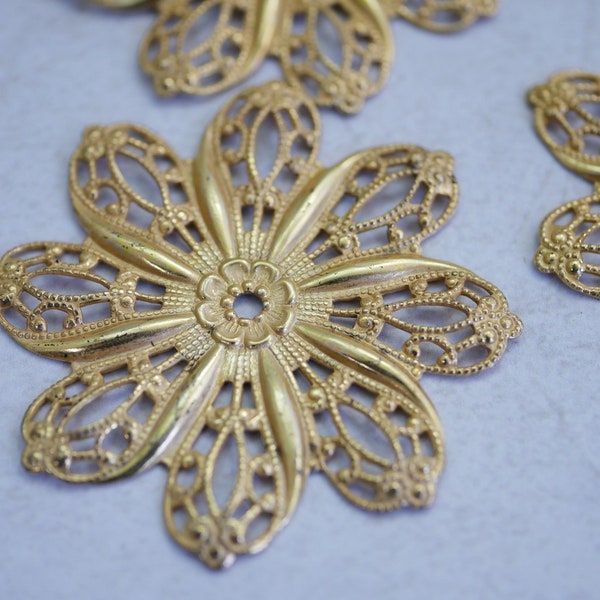 Vintage Gold Stamping Filigree Stamping Large Flower Stamping 45mm (1) GB50