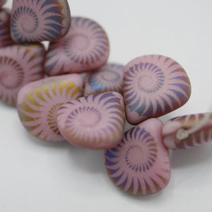 Laser Etched Teardrop Beads Glass Beads Matte Pink with Spiral 12mm Teardrop (12 Beads) 204504
