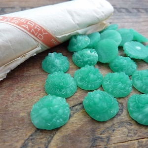 Vintage Glass Cabochon Japan Cherry Brand Green Jade Cabochon (4)