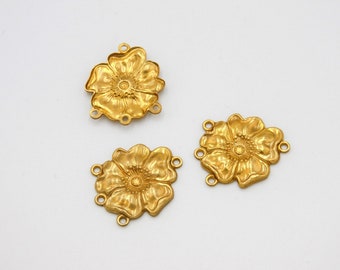 Vintage Gold Stamping Pansy Stamping with Loops Miriam Haskell Stock (4 pcs) MH7