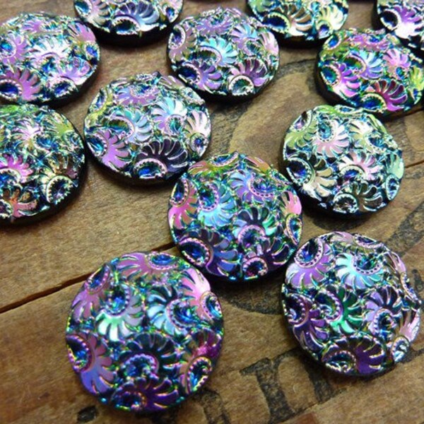 Vintage Iris Decorative Glass Cabochon