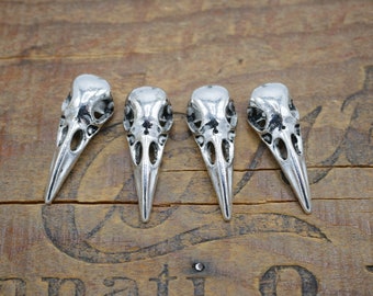 Silver Pewter Bird Skull Charm Skeleton Charm Brid Cranium Pendant Charm  (1 pc) P209