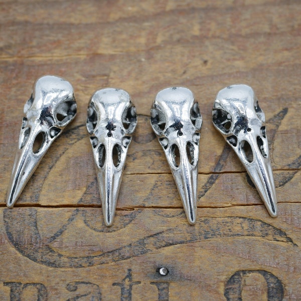 Silver Pewter Bird Skull Charm Skeleton Charm Brid Cranium Pendant Charm  (1 pc) P209