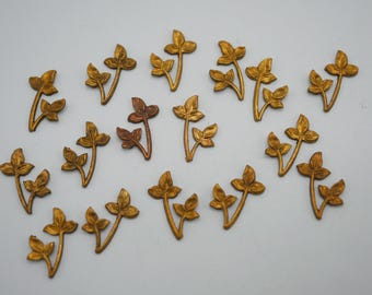 Vintage Miriam Haskell Brass Leaf Stem Stamping 18x12mm (10 pc) MH21