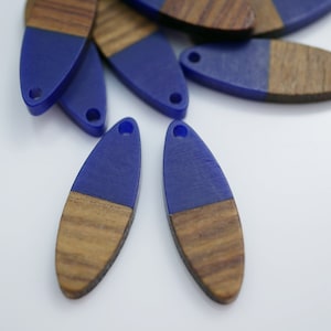 Zola Elements Resin and Wood Long Oval Drop Component 10x30mm (4 pcs) #11232 Indigo Blue