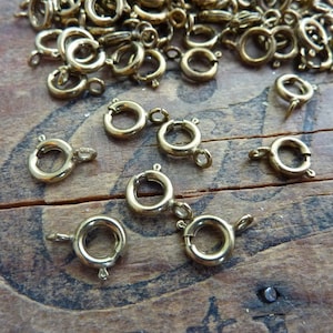 Antiqued Brass Bronze 7mm Spring Ring Clasp (20)