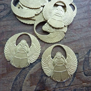RB Brass Stamping Egyptian Revival Winged Scarab Brass Stampings (1 pc)