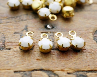 Vintage Swarovski SS17 4 mm druppelbedel strass met kleine druppel krijtwit (12)