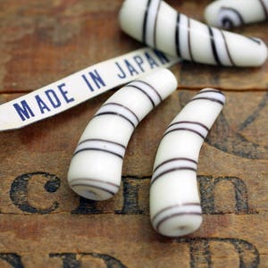 Vintage Bead Cherry Brand Japanese Big Lamp Work Glass Beads Curved Tube Bead (2 beads)