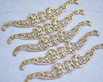 Vintage Gold Stamping Filigree Stamping Long Ornate Stamping 90x15mm (1) GB52