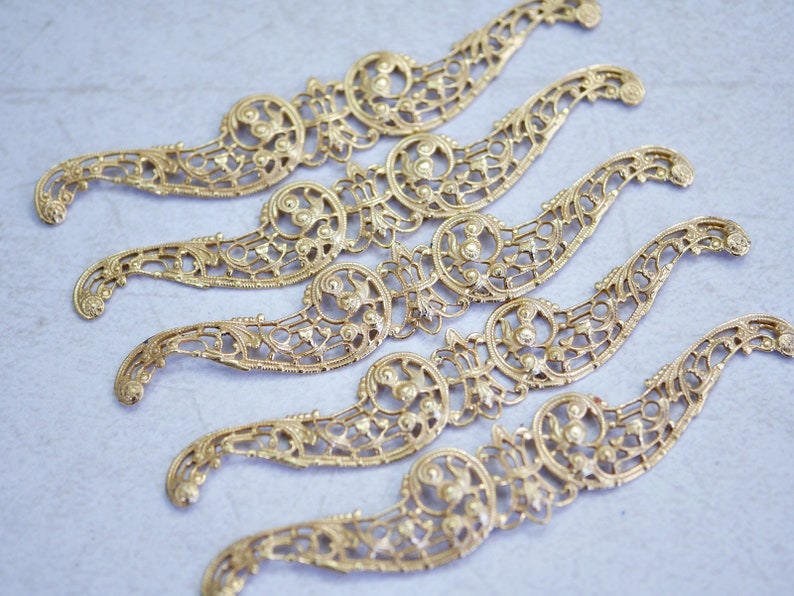 Vintage Gold Stamping Filigree Stamping Long Ornate Stamping Etsy