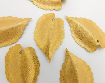 Vintage Miriam Haskell New Old Stock Gold Plated Leaf Stamping (2 pc) MH5