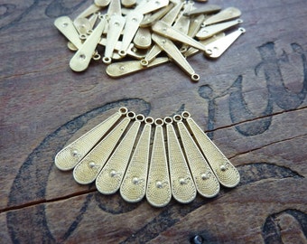 RB Brass Long Teardrop Stamping Charm Dangle Raw Brass Made in the USA (8 pcs)