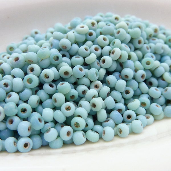 Vintage Venetian Seed Bead Matte Turquoise Seed Beads Size 11