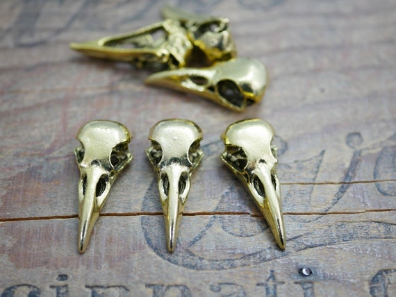 4 Bird Skull Charms,Antique Bronze Tone-RS1121