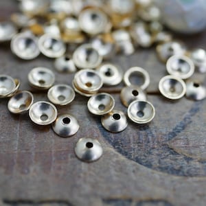 Small Gold Bead Cap Plain Round Bead Cap Small Gold Bead Cap 4mm Cap (50) KP48