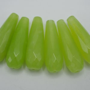 Agate Teardrop Bead Green Teardrop Bead 25x8mm Long Teardrop Earring Bead Gemstone Bead (2 pcs) X264 Lime Green