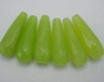 Agaat druppelvormige kraal Groene druppelvormige kraal 25 x 8 mm lange druppelvormige kraal edelsteen kraal (2 stuks) x 264 limoengroen