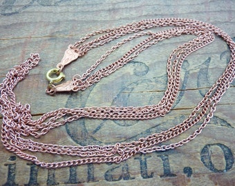 Chain Three Strand Necklace Vintage Copper Steel Chain Curb and Cable Chain Graduated Necklace K77