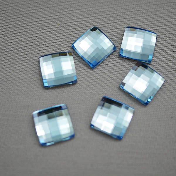 Swarovski Article 2493 Chessboard 10mm Flat Back Rhinestone Aqua Blue  (2 Pieces)