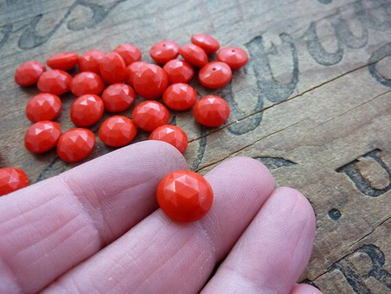 Vintage Glass Cabochons 8mm Milk Red Cherry Cabs NOS Rhinestones Rounds #1188 Vintage Glass Cabochons 8mm Milk Red Cherry Cabs NOS Rhinestones Rounds #1188