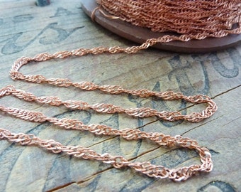 Vintage Copper Steel 3.5mm Twisted Flat Rope Chain (Sold by the Foot) MC207