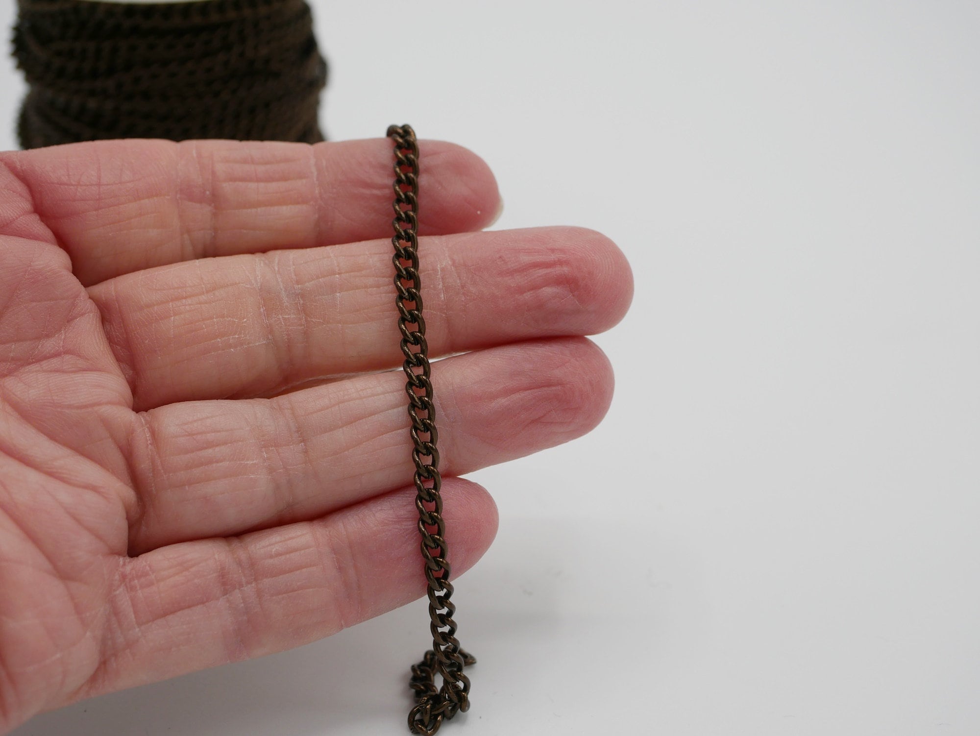 Antiqued Copper Color Curb Chain 3.3mm Link Dark Copper Curb Chain ...