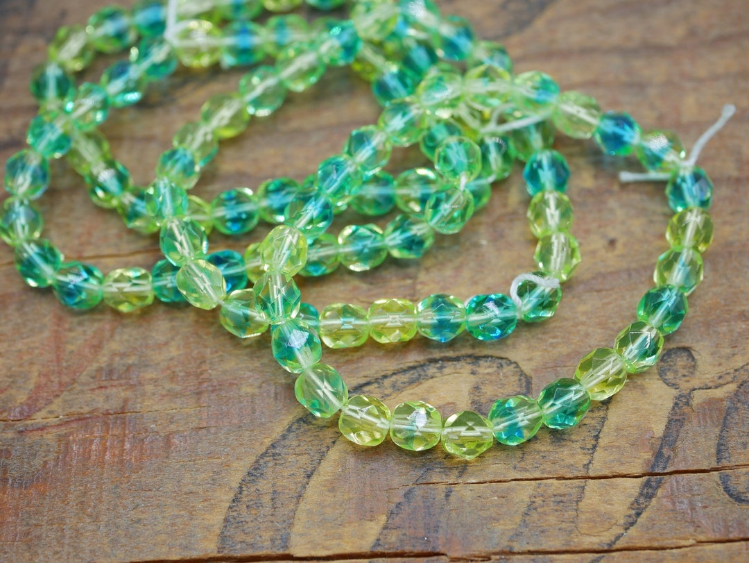 Uranium Glass Beads 6mm Fire Polish Beads UV Glow Beads Green Etsy
