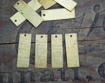Vintage Brass Tags With Pattern Brass Drop Bar Gold Bar with Hole 22x8mm (8 pcs) GK24