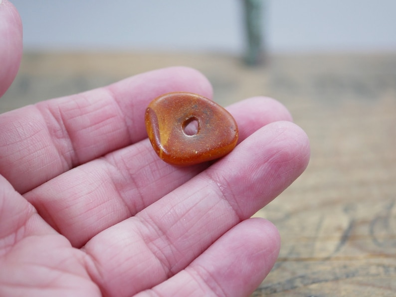 3 beads Antique Bead Lot Copal Amber Beads and Old Skunk Trade Bead Large Copal Amber Bead