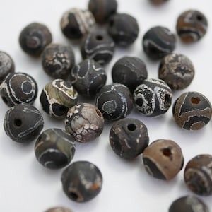 Etched Agate Beads 8mm Textured Agate with Pattern Ancient Look Beads Old World Look Beads Matte Agate (10 beads) X575