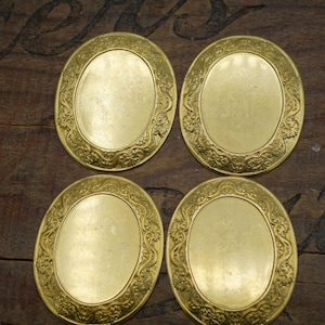 Brass Stamping 45x37mm with 30x23mm Inset Cabochon Setting W46 (4 pcs)