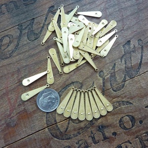 RB Brass Long Teardrop Stamping Charm Dangle Raw Brass Made in the USA 8 pcs image 2