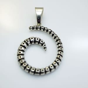 Silver Spiral Pendant Focal Silver Pendant Tibetan Pendant Large Bail (1 pc) X258
