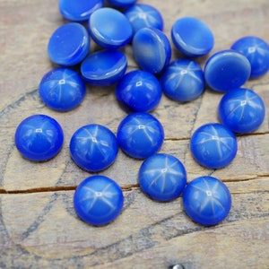 Vintage Imitation Star Sapphire Glass Cabochon 9mm Round Vintage Cabochon Vintage Rhinestone (8 Pieces) RH2