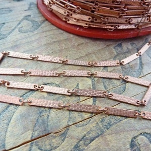 Vintage Chain Copper Steel 3x15mm Hammered Bar Chain Link Chain (Sold by the foot) MC209