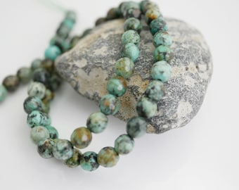 African Turquoise Faceted 6mm Round Gemstone  African Turquoise Bead (15 Inch Strand) X535