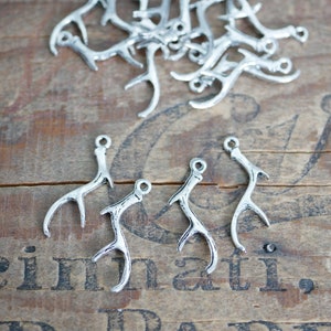 Pewter Antler Charms Deer Antler Charm 6 pcs P203 immagine 3