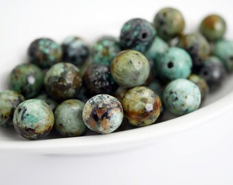 Faceted 10mm Gemstone Bead African Turquoise 10mm Faceted Round Gemstone Bead (10 beads) X403