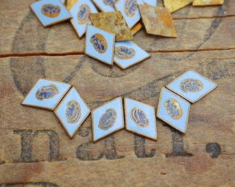 Vintage Small Enamel Brass Diamond Vintage Japanese Enamel Glue On 12x8mm (6) KP36