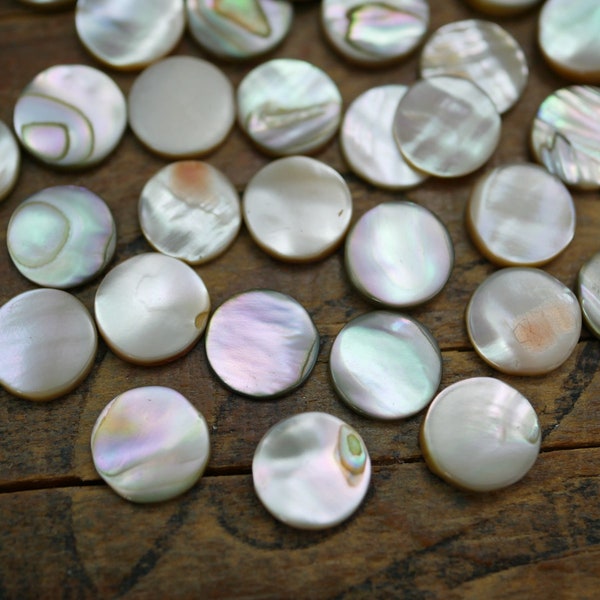 Vintage Abalone Shell Disc 9mm Flat Back Disc 2mm Thick (20)