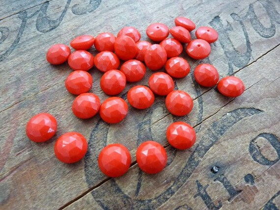 Vintage Glass Cabochons 8mm Milk Red Cherry Cabs NOS Rhinestones Rounds #1188 Vintage Glass Cabochons 8mm Milk Red Cherry Cabs NOS Rhinestones Rounds #1188