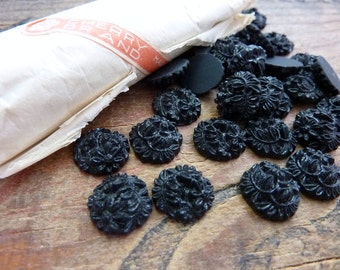 Vintage cabochon zwart glas Kersenmerk Japanse glasbloem cabochon (4)