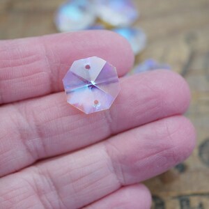 100PCS 14MM AB AAA 2 HOLE CLEAR OCTAGON CRYSTAL GLASS BEADS - Foto 4